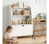 Costway Libreria montessori per bambini in legno 3 ripiani aperti 2 vani ante, Contenitore libri giocattoli cameretta asilo nido