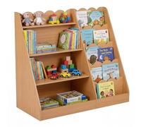COSTWAY Libreria Montessoriana per Bambini in Legno, Scaffale Portagiochi e Libri con 9 Scomparti e Ripiano Nascosto, Organizer da Terra per Cameretta e Asilo Nido, 90 x 40 x 80,5 cm (Naturale)