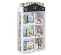 COSTWAY Libreria Montessoriana per Bambini, Libreria a Forma di Casetta con Lavagna, Scomparti Laterali e Superiori, Kit Antiribaltamento, Scaffale per Giocattoli per Cameretta, Soggiorno