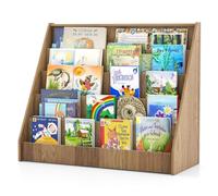 COSTWAY Libreria per Bambini a 5 Livelli, Scaffali Espositivi per Libri, Porta Riviste con Dispositivi Anti-ribaltamento per Cameretta dei Bimbi, Soggiorno, Asilo Nido, 91 x 38 x 76 cm (Naturale)