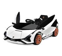 COSTWAY Macchina Elettrica Lamborghini per Bambini da 12V, Veicolo Elettrico con Luci LED MP3 Telecomando, Fino a 5km/h, +3 Anni (Bianco)