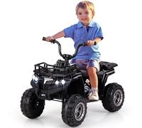 COSTWAY Macchina Elettrica per Bambini, 6V Quad con Fari LED, Cestino Portaoggetti e Lettore MP3, 2 km/h, Veicolo Giocattolo per Bambini 2-5 Anni (Nero)