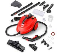Costway Macchina per pulizia a vapore ad alta pressione 2000W con 15 accessori, Pulitore a vapore finestre pavimenti Rosso