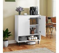 Costway Madia buffet con ripiano regolabile e kit anti-ribaltamento, Armadio da cucina a 2 ante per sala da pranzo e soggiorno Bianco