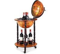 COSTWAY Mappamondo Bar con Ruote Mobile Porta Liquori, con Stile Retrò (Marrone 47 x 47 x 90 cm)