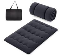 COSTWAY Materasso Futon Pieghevole, Materasso Portatile con Sacca da Trasporto per Camping, Materasso da Terra con Copertura Lavabile (Nero,200 x 140 cm)