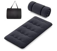 COSTWAY Materasso Futon Pieghevole, Materasso Portatile con Sacca da Trasporto per Camping, Materasso da Terra con Copertura Lavabile (Nero,200 x 90 cm)