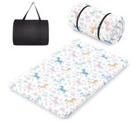 COSTWAY Materasso Futon Pieghevole, Materasso Portatile con Sacca da Trasporto per Camping, Materasso da Terra con Copertura Lavabile (Colorato,200 x 140 cm)