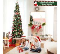 Costway Mezzo Albero di Natale con 450 punte di rami, Albero pre-illuminato con 150 luci LED supporto metallico