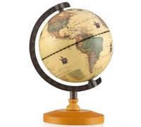 COSTWAY Mini Mappamondo Antico Diametro 14 cm Rotante con Base in Legno