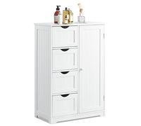COSTWAY Mobile Bagno 56 x 30,5 x 81 cm, Mobiletto Bagno Salvaspazio con 4 Cassetti e Mensola Regolabile, Armadietto Multiuso per Ingresso, Salone, Camera da Letto e Cucina (Bianco)