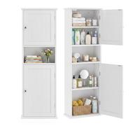 COSTWAY Mobile Bagno da Parete, Colonna Salvaspazio e Moderna in Legno | Armadio Alto e Stretto con 2 Armadietti e 1 Scomparto Aperto, Mobiletto Sospeso per Soggiorno e Cucina, 40 x 20 x 120 cm