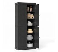 COSTWAY Mobile Cucina Dispensa a 6 Livelli, Libreria Moderna con Ripiani Regolabile in 3 Posizioni, 4 Porte e 2 Dispositivi Antiribaltamento, per Cucina, Studio e Soggiorno, 76 x 40 x 185 cm (Nero)