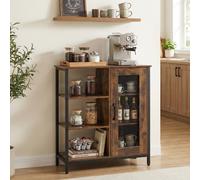 Costway Mobile da cucina con ripiani aperti e armadietto, Credenza salvaspazio ripiani regolabili 3 posizioni Marrone