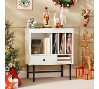 Costway Mobile porta vinili stile moderno del metà secolo con scomparti aperti, Supporto per giradischi per sala musica Bianco