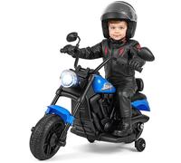 COSTWAY Moto Elettrica per Bambini, 6V Moto Cavalcabile con 2 Ruote di Supporto, Pedale, Fari e Musica, 2,4 km/h, per Bambini 3 Anni+, 79x58x56 cm (Blu)