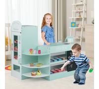 Costway Negozio alimentare per bambini con cassa macchina pos distributore automatico, Set di giocattoli supermercato Verde