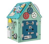 COSTWAY Occupato Montessori per Bambini, Casa da Gioco Montessori con Giochi Sensoriali e Spazio Interno, Giocattolo Educativo e Regalo per Bambini 3 Anni+ (Blu)