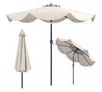 Costway Ombrellone da giardino con 8 costole palo in metallo parte superiore ventilata e manovella, Ombrellone da esterno inclinabile 30° Beige