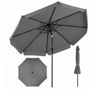 Costway Ombrellone da giardino con 8 costole palo in metallo parte superiore ventilata, Ombrellone da esterno inclinabile 30° Grigio