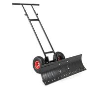 COSTWAY Pala da Neve con Ruote 91,5 x 53 x 114-126 cm, Spingineve in Metallo con Angolo Regolabile, Manico Regolabile in Altezza e Angolo per Rimozione Efficiente della Neve