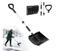 COSTWAY Pala da Neve Portatile, 122 cm Badile da Giardino Staccabile con Manico Ergonomico a D e Raschietto per Ghiaccio in Alluminio, per Vialetto e Auto (Nero + Argento)