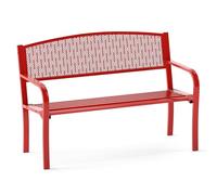 COSTWAY Panca da Esterno 2-3 Posti 128 cm, Panca in Metallo con Braccioli Curvi e Schienale alla Moda, Panchina Moderna in Metallo per Parco, Cortile e Giardino (Rosso, 128 x 60 x 86.5 cm)