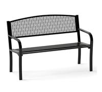 COSTWAY Panca da Esterno 2-3 Posti 128 cm, Panca in Metallo con Braccioli Curvi e Schienale alla Moda, Panchina Moderna in Metallo per Parco, Cortile e Giardino (Nero, 128 x 60 x 86.5 cm)