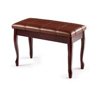 COSTWAY Panca per Piano Sgabello Panca Pianoforte, Cuscino Imbottito, con Scomparto di Immagazzinaggio, Costruzione in Legno Massiccio Rigido (Marrone)