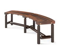 COSTWAY Panchina Curva da Patio, Panchina di Legno Massello per 2-3 Persone, Panca da Fuoco Senza Schienale per Esterni, Giardino e Bordo Piscina, Portata 360 kg (Marrone)