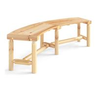 COSTWAY Panchina Curva da Patio, Panchina di Legno Massello per 2-3 Persone, Panca da Fuoco Senza Schienale per Esterni, Giardino e Bordo Piscina, Portata 360 kg (Naturale)