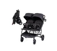 COSTWAY Passeggino Gemellare per Bambini, Passeggino Doppio Portatile Pieghevole con Schienale Regolabile, Tettuccio a 5 Livelli, Cintura a 5 Punti, Ruote 360°, Portata 15+15 kg (Grigio Scuro)