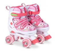 COSTWAY Pattini a Rotelle per Bambini 5-7 Anni, Pattini in Linea con 4 Ruote Luminose, Protezione Multipla, Cuscinetti Lisci e Freno, Regolabile in 4 Misure, Roller Skates per Diversi Terreni, Rosa