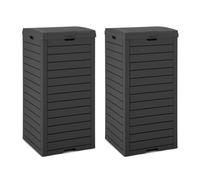 COSTWAY Pattumiera Differenziata da Esterno, Bidone Spazzatura Impermeabile con 1/2 Scomparti, Coperchio a Doppia Chiusura e Vassoio Estraibile e Maniglia (2, Nero, 118 L)