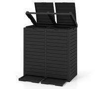 COSTWAY Pattumiera Differenziata da Esterno, Bidone Spazzatura Impermeabile con 1/2 Scomparti, Coperchio a Doppia Chiusura e Vassoio Estraibile e Maniglia (1, Nero, 235 L)