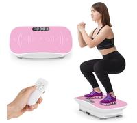 COSTWAY Pedana Vibrante Dimagrante, Piastra Vibrante con 10 Livelli di Vibrazione e Timer, Schermo, Telecomando, Superficie Antiscivolo e 4 Ventose, Allenamento Modellamento Muscolare (Rosa e bianco)
