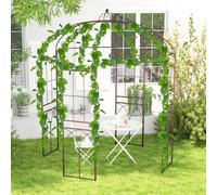 Costway Pergola per feste a forma di gabbia d’uccello, Pergole ad arco in metallo per piante rampicanti da patio Marrone