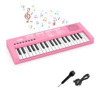COSTWAY Pianoforte Digitale per Bambini a 37 Tasti, Pianola Portatile con 8 Ritmi, 8 Timbri e 22 Demo, Tastiera Musicale Educativo con Microfono e Cavo USB, per Bambini 3+ Anni (Rosa)