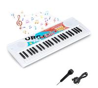 COSTWAY Pianoforte Digitale per Bambini a 49 Tasti, Pianola Portatile per Principianti con 8 Ritmi, 8 Timbri e 10 Demo, Tastiera Elettrica Musicale con Microfono Cavo USB, per Bambini 3+ Anni (Bianco)