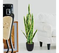 Costway Pianta artificiale sansevieria finta da 90cm con serpente con vaso e 20 foglie, agave finta per casa giardino ufficio