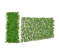 COSTWAY Pianta Finta da Esterno ed Interno, Pianta Artificiale per Decorazione Festa e Matrimonio da Salotto, Balcone e Giardino, Siepe Artificiale ed Estensibile (Vimini di eucalipto verde)