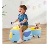 Costway Pinguino cavalcabile per interno ed esterno spazio sotto il sedile e ruote con luci, Giocattolo cavalcabile per bambini Blu