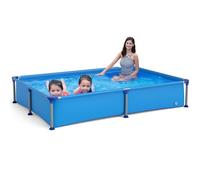 COSTWAY Piscina Fuori Terra, Piscina Pieghevole e Rettangolare da Esterno per Bambini 3+ Anni con Struttura Metallica, Pareti in PVC Robusto, per Cortile, 228 x 159 x 42 cm