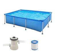 COSTWAY Piscina Fuori Terra, Piscina Rettangolare Grande con Pompa Filtro, Cartuccia e Struttura in Metallo, per Esterni per Bambini e Adulti, Capacità 2612 L, 258 x 179 x 66 cm