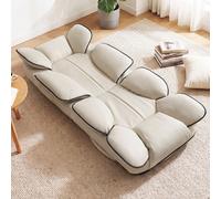 Costway Poltrona da pavimento pieghevole e girevole a 360° design ergonomico, Sedia da terra imbottita per soggiorno studio e camera da letto Beige