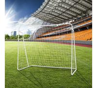 Costway Porta da calcio con telaio in metallo picchetti per il terreno, Rete da calcio resistente alle intemperie 215x152cm