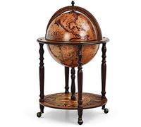 COSTWAY Porta Liquori Mappamondo, Portavino con Ruote, Credenza per Vino con Stile Retr?per Bar Sala da Pranzo e Salone, Diametro 45 cm