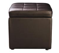 COSTWAY Pouf a cubo in con vano portaoggetti, portata fino a 300 kg, sgabello imbottito con coperchio, contenitore 40 x 40 x 40 cm (marrone)