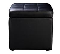 COSTWAY Pouf a cubo in con vano portaoggetti, portata fino a 300 kg, sgabello imbottito con coperchio, contenitore 40 x 40 x 40 cm (nero), HW47908-VC