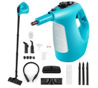Costway Pulitore a vapore portatile da 1500w con vapore continuo serbatoio d'acqua da 400ml, Pulitore a vapore pressurizzato Blu